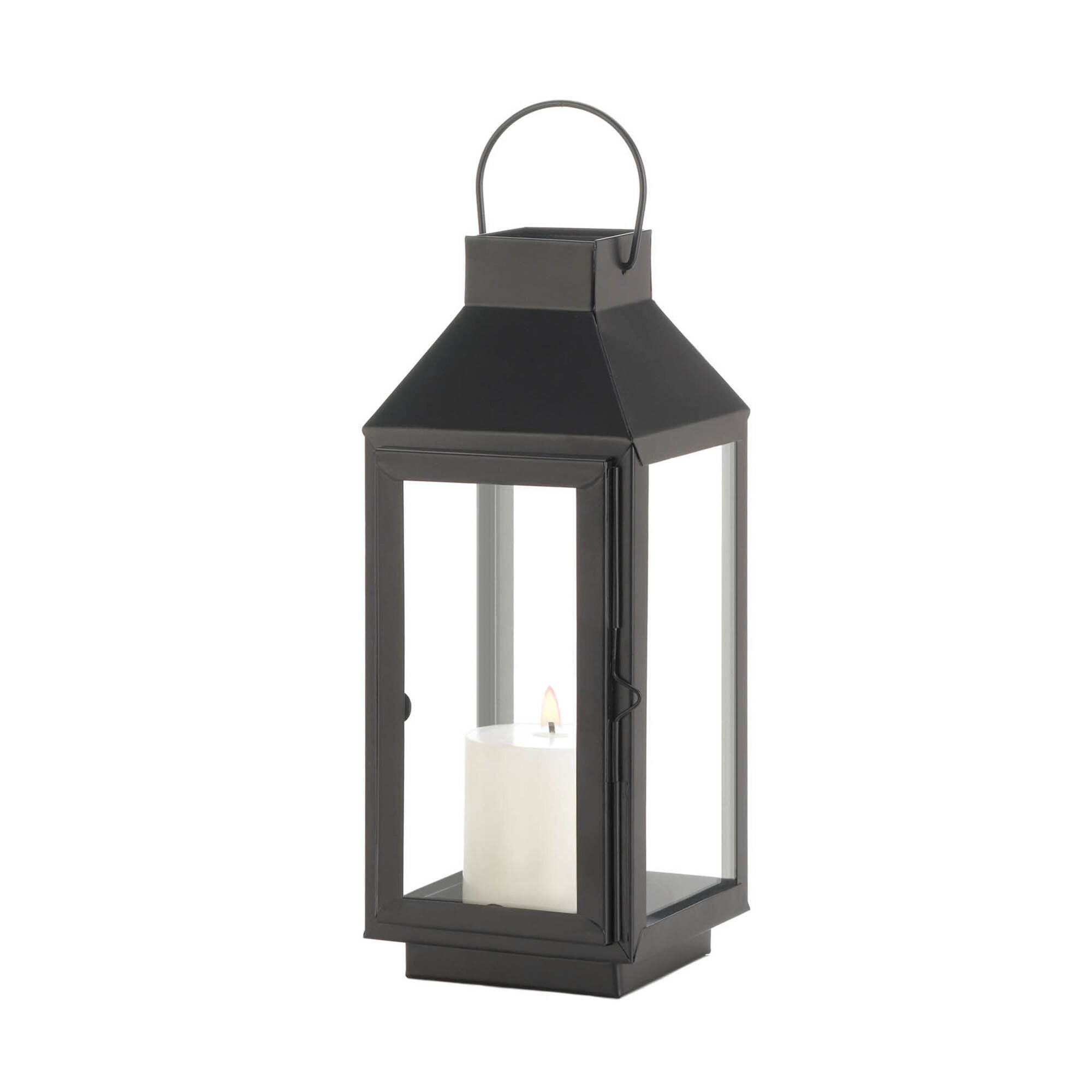 12" Black Iron & Glass Square Lantern